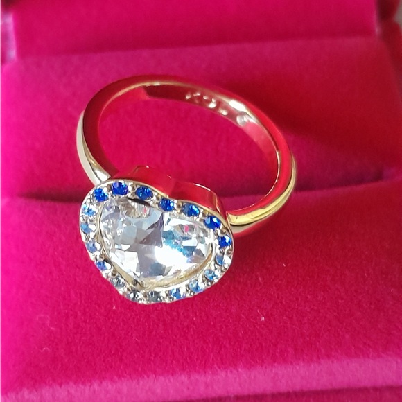 Kurt Geiger London Crystal Heart Ring with Blue Accent Stones - Picture 9 of 9